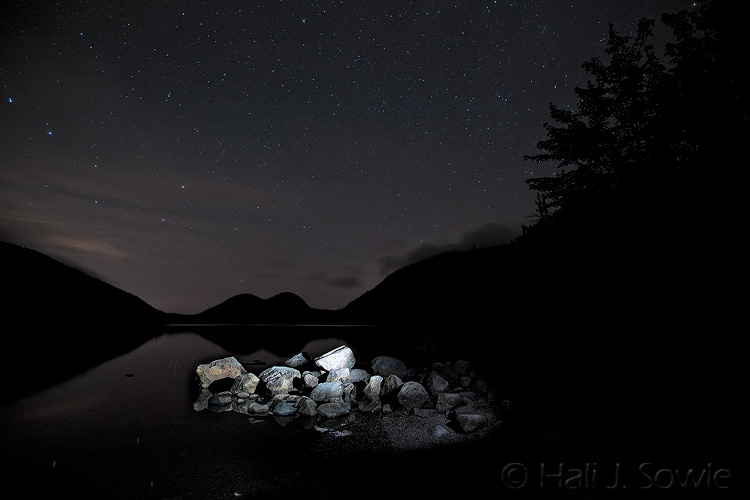 2011_09_21_AcadiaNP-10330-Edit_750.jpg - A little light painting on a gorgeous starry night at Bubble Pond, Acadia NP, ME