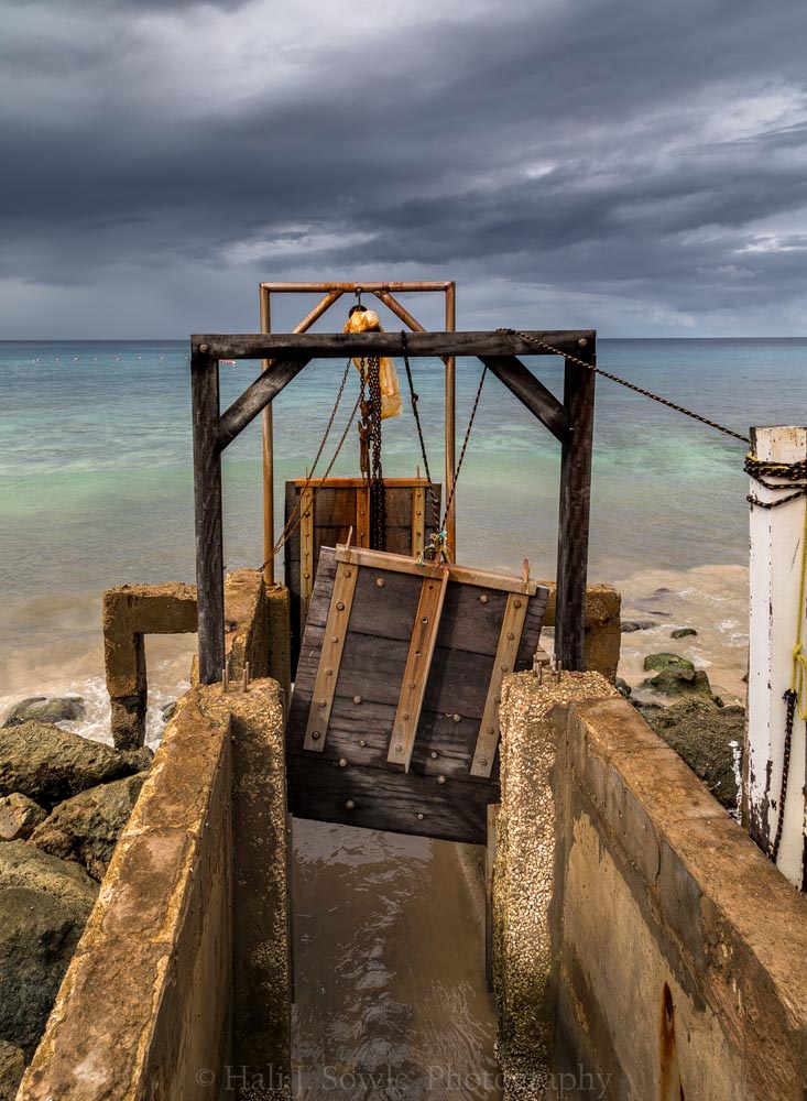 2016_11_Barbados-11892-Edit1000.jpg - This is an old sluiceway next to the resort by the watersports shack. There always was a bit of water running through it, but on the day after we got the massive rainstorm it was nearly full.