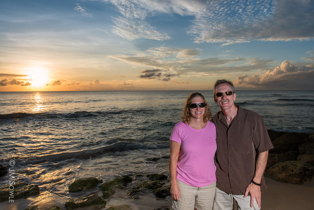 _JMS0783.jpg - A sunset shot of us at the fish notch.  This spot was along the short walk to the best snorkeling spot near the resort.