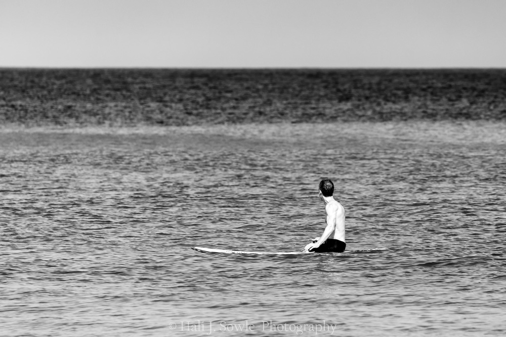 2017_04_Barbados-10050-Edit1000_BW.jpg - It wasn't as good a day for surfing as the last time we were there but it was a fun time no matter what.  Mike watching for the next set.