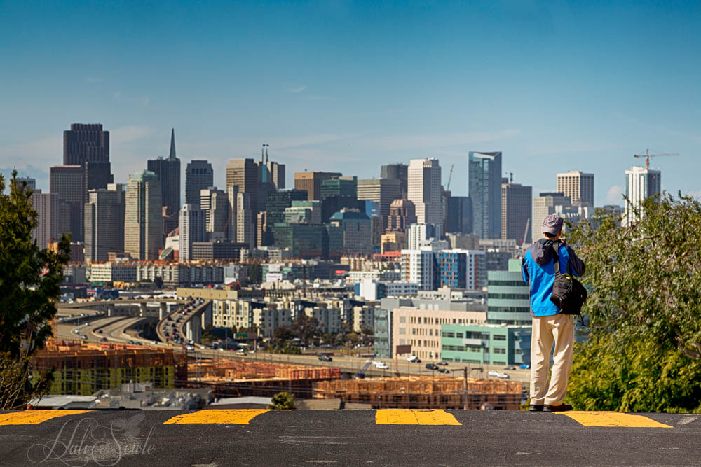 2015_05_California-10037-Edit1000.jpg - Our first day in San Francisco we took the bus to Potrero Hill to scout out some shots for some night shooting.  Here's Mike figuring the angles.