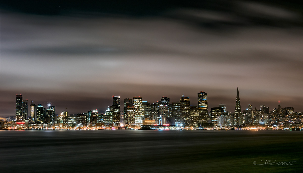 _JMS0582_T2.jpg - Another night shot of the city from Treasure Island.  The wind was blowing so strongly that I am amazed the image doesn't look blurry!