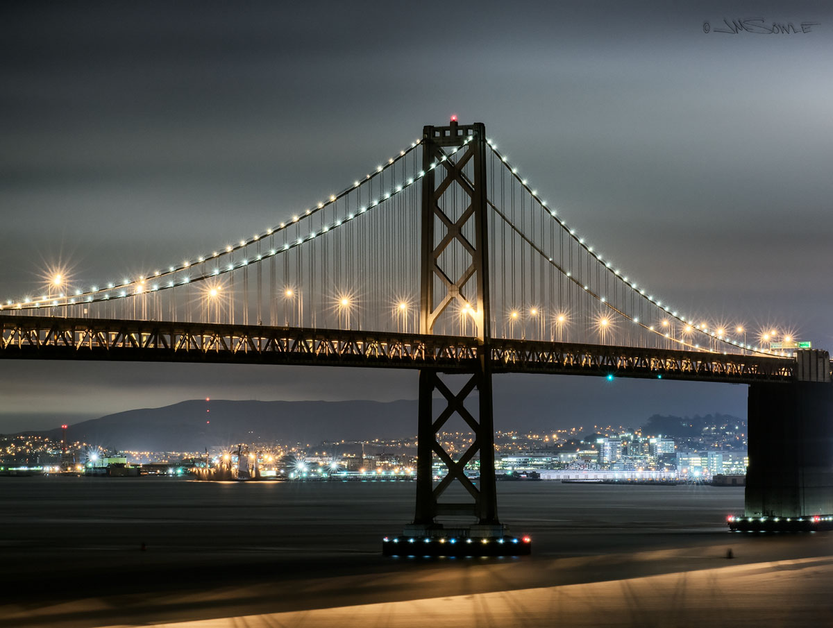 _JMS0583.jpg - A closer view of the Western portion of the Bay Bridge (from a life-threatening perch amongst the shrubs above a cliff).