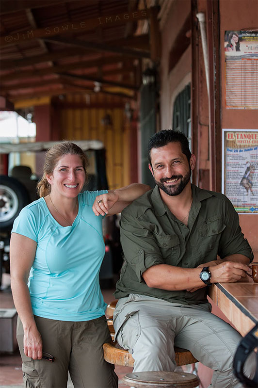 CostaRica_82.JPG - Hali and the tour naturalist (and driver), Jose, at a rest stop.