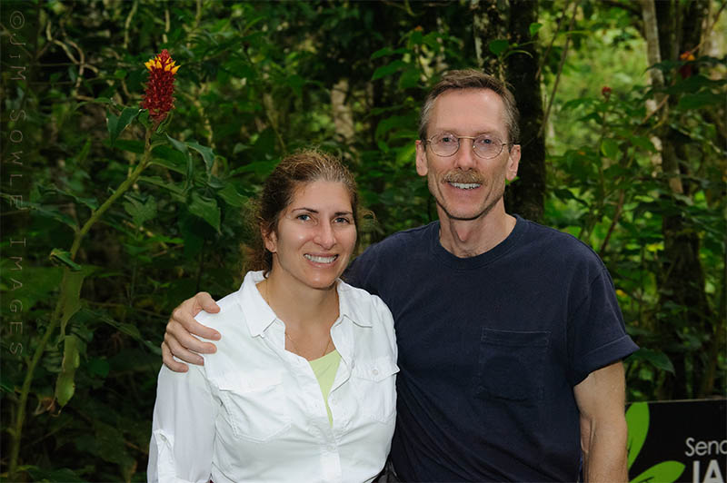 CostaRica_95.JPG - Hali and I were walking the trails at Bosque de Paz, and we decided to get a shot of the two of us.  This was in the Cloud forest, and there were many photo opps here!  This shot is a bit grainy, but not bad for ISO 3200.
