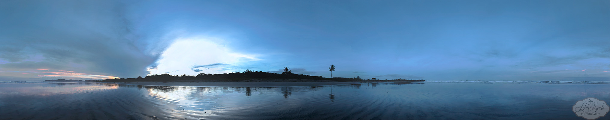 CostaRica2013_27a.jpg - 360 Panoramic of the beach at sunrise.  This was taken from the waters edge at low tide.