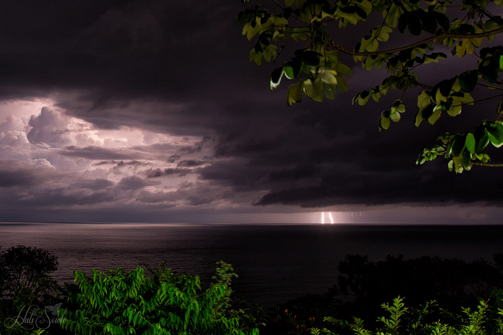 2014_11_19_CostaRica-10330-Edit1000.jpg - Our last evening at La Cusinga brought an early evening thunderstorm out over the ocean with some impressive lightening strikes out at sea.