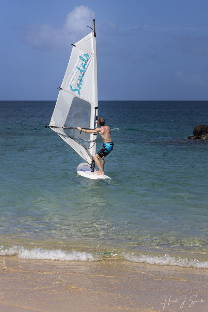 2018_11_SandalsGrenada-11377-Edit1000.jpg - The hobies at the resort were great but the windsurfer - not so much, but still Mike took one out for a spin one day since the wind was really good.