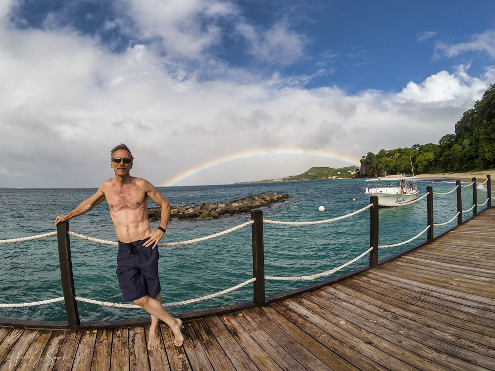 GOPR0380-Edit1000.jpg - Mike and the rainbow.  A rainbow like this seemed an auspicious start to our vacation.