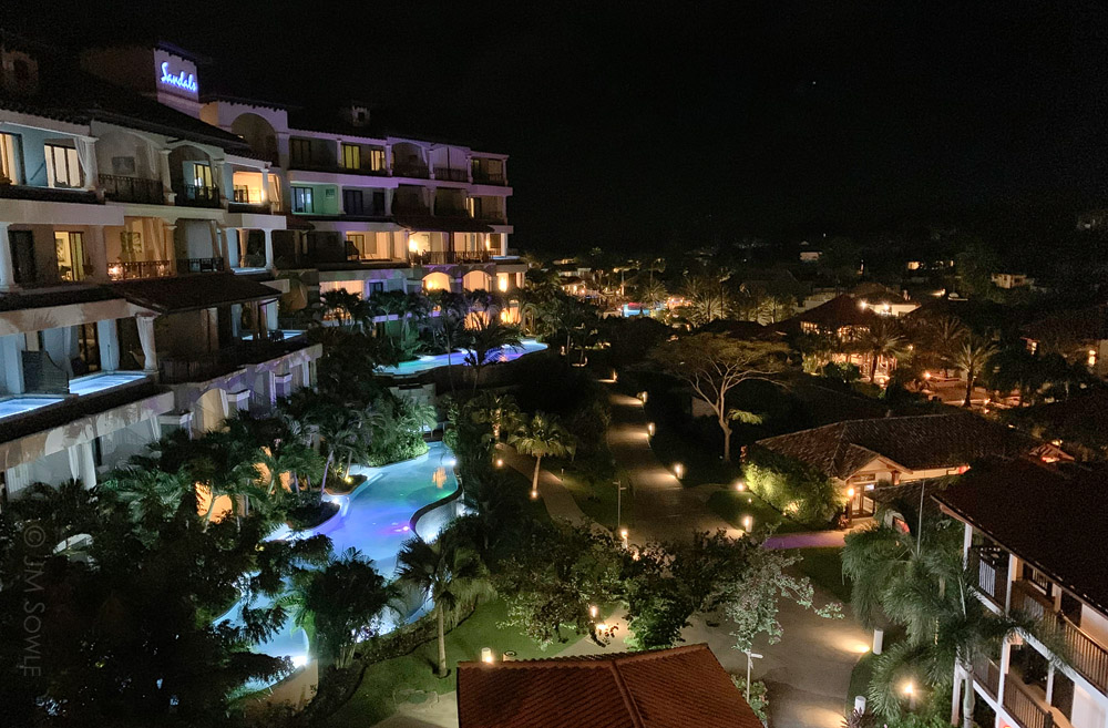 IMG_6842Adj.jpg - A night view of one part of the resort from one of the taller buildings.  We would always walk around the grounds after dinner.