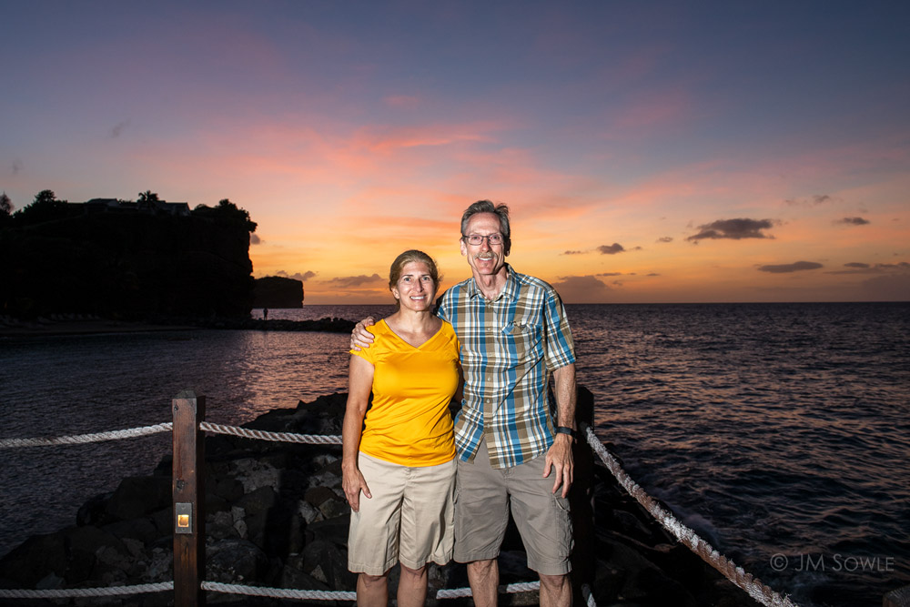 _MS00954.jpg - The sun was setting around the corner from our vantage point, but it was often beautiful anyway.  Especially so on this night.  Extra points to Hali for pausing in her photography to allow us to get this shot of the two of us!