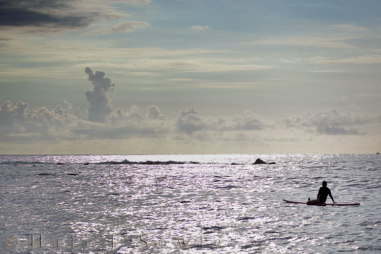 2009_10_08_Hawaii-10769.jpg - A surfer taking a break from teaching the tourists how to surf.