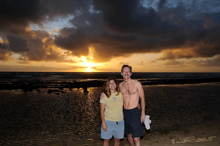 _MIK0245.jpg - It's easy to catch sunrise when your body thinks the sun is rising at noon.  This is our second morning in Kaua'i, and we decided to walk about 100 feet from our room to catch the event.  A couple of days after this, and Hali was shooting sunrise by herself!