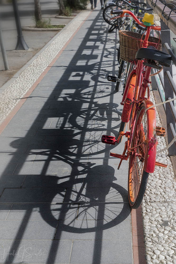 2017_09_19_Italy-10104-Edit1000.jpg - Bicycles and and shadows.  Like in Florence there were lots of bicycles in Monterrosso al Mare.  I'm guessing it was because it was the flattest of the Cinque Terre villages, we didn't see many bicycles in the other towns.