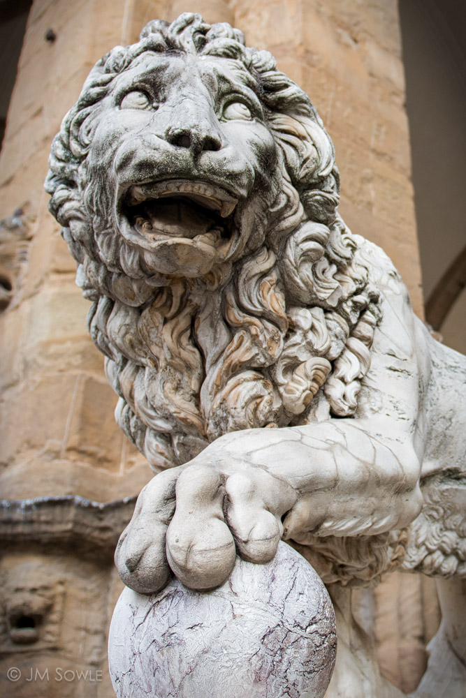 _JMS0072.jpg - One of the famous Medici Lions, this is the one carved by Flaminio Vacca (sometime around 1596) as a pendant to the ancient lion sculpture (which originates from the 2nd century).