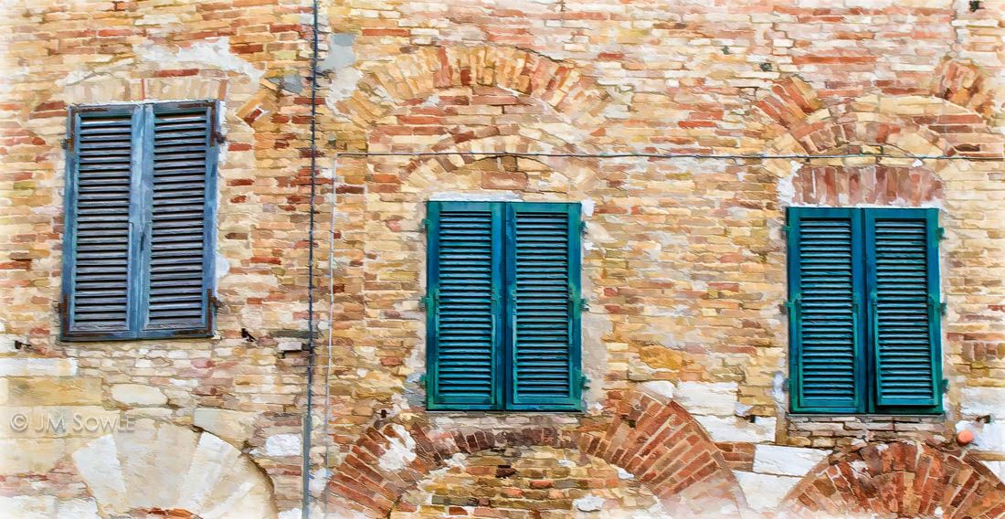 _JMS0533.jpg - Shuttered windows in San Quirico d'Orcia, as rendered with an art filter.