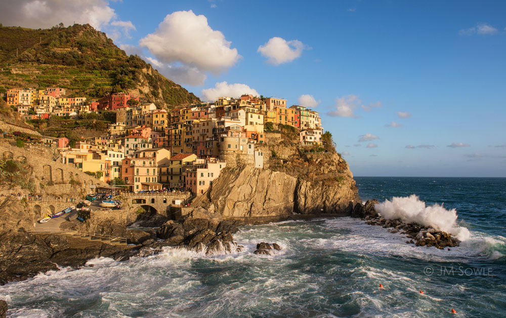 _JMS1801.jpg - Manarola, a bit before sunset and the golden hour.  The sea was very rough that day.