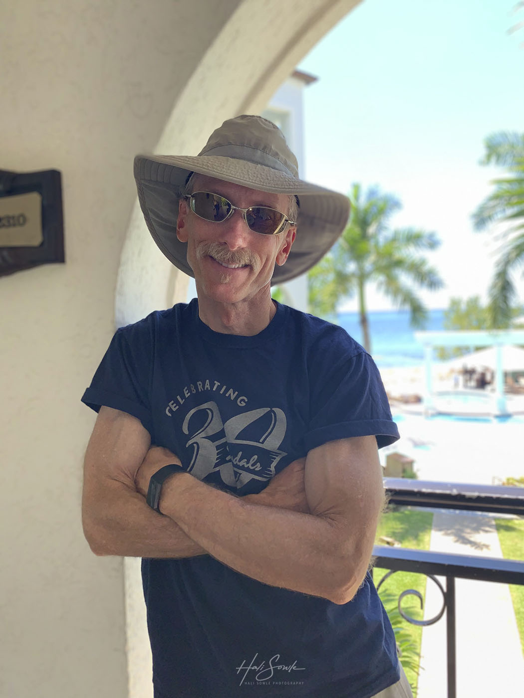 2019_09_Sandals-SouthCoast-10029_Edit1000.jpg - Iphone shot of Mike after we changed for lunch.  This seemed to be "the" portrait spot for us.