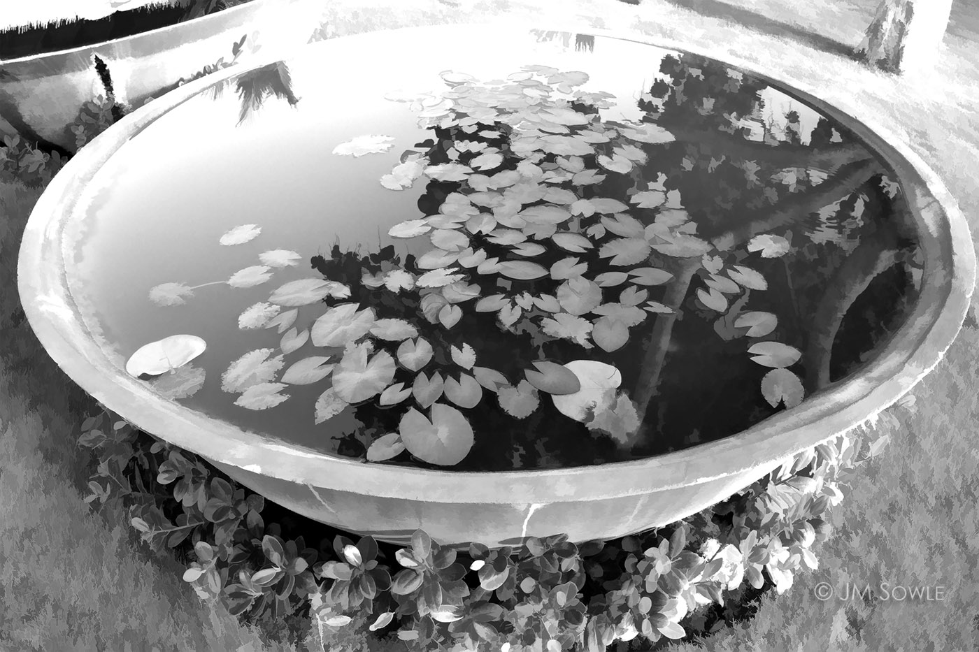 _MS423BW_1400.jpg - One of the reflection pools by the over the water suites.  Converted to B/W and tweaked a bit.