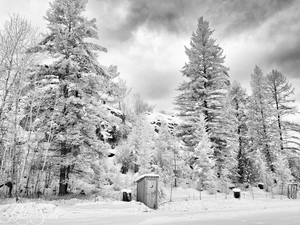 2016_01_10_Montana-10006-Edit1000_SEP2.jpg - Outhouse with a view.  Infrared.  We did a bit of shooting up in this area, it was a cold place for an outhouse though.