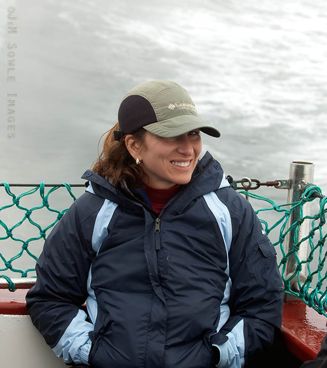 _DSC0005.jpg - Hali has an amazing sense of adventure.  Even though she gets sea-sick very easily, she endures a 3 hour boat ride in offshore waters to get a chance to take some photos of Puffins.  Even knowing that there was a chance that the whole boat ride could be a bust because of the weather.  And it was her idea!  You go, Hali!