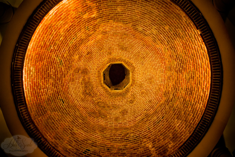 2012_11_ExcellenceRivieraCancun-10075-Edit800.jpg - The inside of an interesting cupola in the main courtyard.  Again, shot before the fire show.