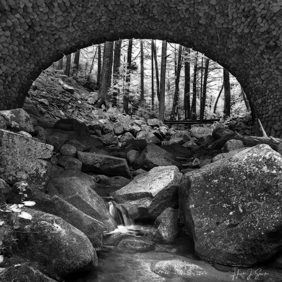 2018_09_Maine-10095-Edit1000-1.jpg - Later that day we hiked down Jordan Stream to the Cobblestone Bridge.  The Cobblestone bridge was the first carriage road bridge and it is the only bridge made completely of cobblestones in the park.  Infrared.