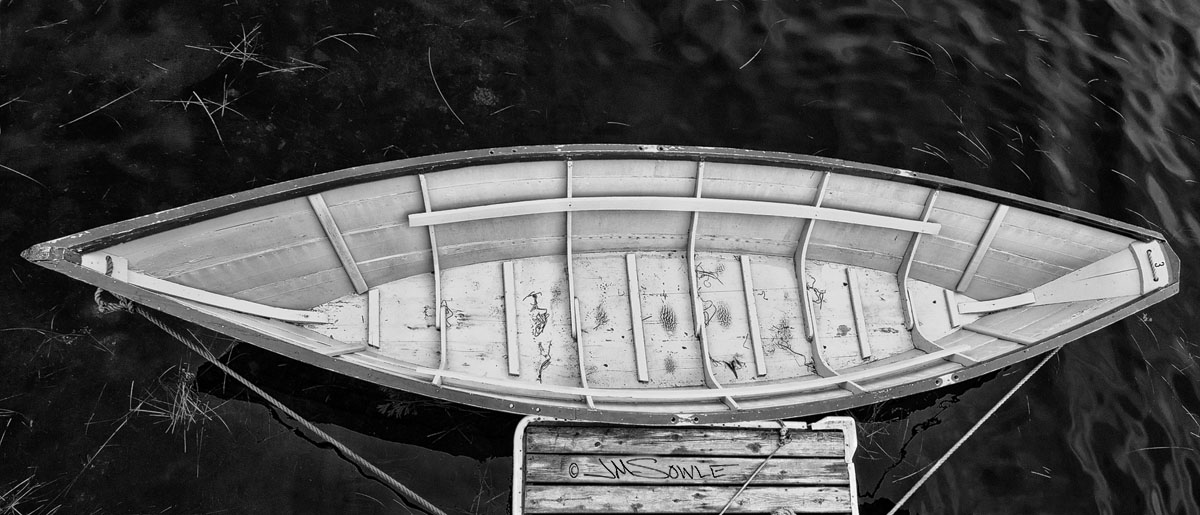 J01_Dory.JPG - A dory sitting at the public wharf in Lunenburg, Nova Scotia.