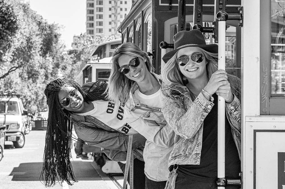 NorthCali2014_67.JPG - Hali and I were walking around the fisherman's wharf area when these 3 young women ask us if we would mind taking a picture of them with their camera. We liked the composition so much that we asked if we could take a couple of shots with our own cameras. They smiled just as brightly for our shots!
