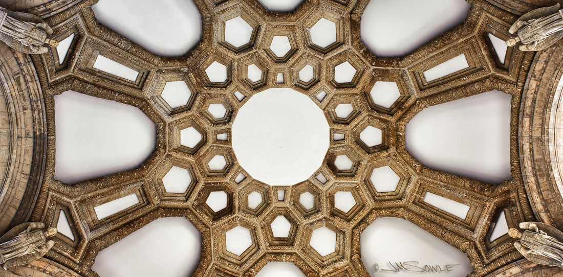 NorthCali2014_81.JPG - Looking up at the inside of the domed roof at the Palace of Fine Arts Theatre.  This is Mike's rendition...