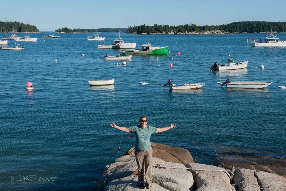 NovaScotia_11.JPG - Hali, basking in the light of scenic coastal Maine heaven (AKA, Stonington Harbor).