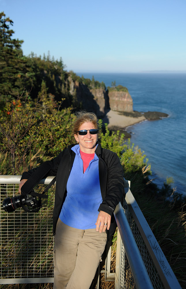 NovaScotia_84.JPG - Hali checking out the scene at the top of the trail down to the lighthouse at Cape D'or (pronounced "Cap Door").