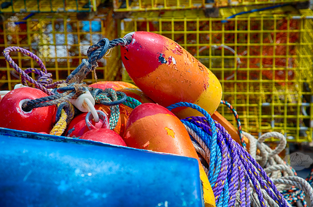 NovaScotia_93.JPG - Lobstah!  Bouy's and Lobster pots at Owl's Head at the Ship to Shore Lobster Company.