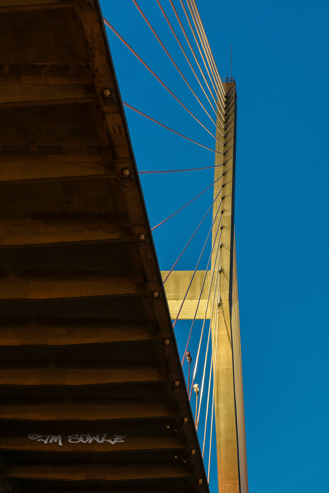 _JMS0189nrl.jpg - This is the Talmadge Memorial Bridge at dusk.  It's a little walk down from West River Street, but we drove.  We spent a bit of time looking for a good angle to shoot the bridge.