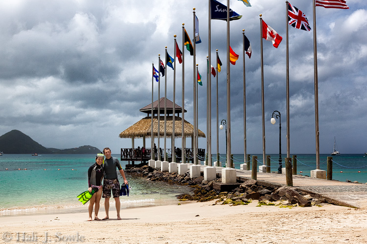 2012_03_25_SandalsLaToc-10080-Edit750.jpg - Brad and Huidi after the first of the morning snorkel sessions.