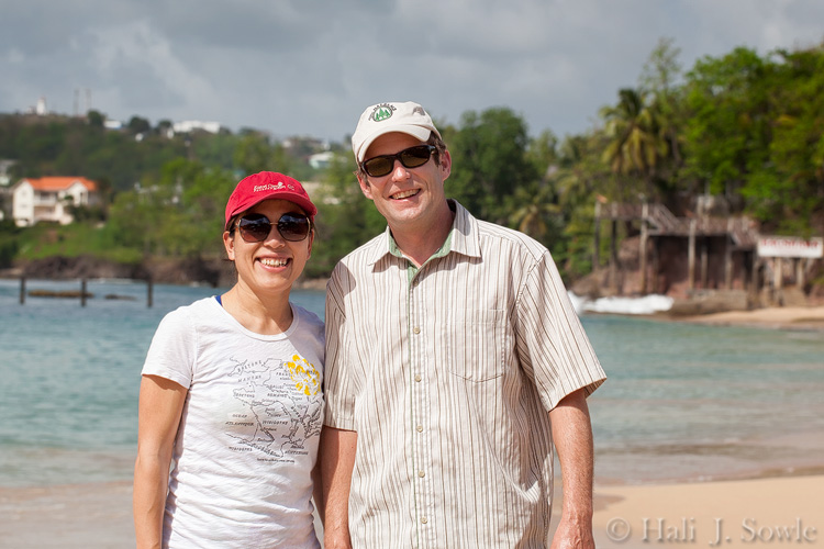 2012_03_26_SandalsLaToc-10061-Edit750.jpg - Brad and Huidi on an early afternoon stroll on the beach at Sandals La Toc.