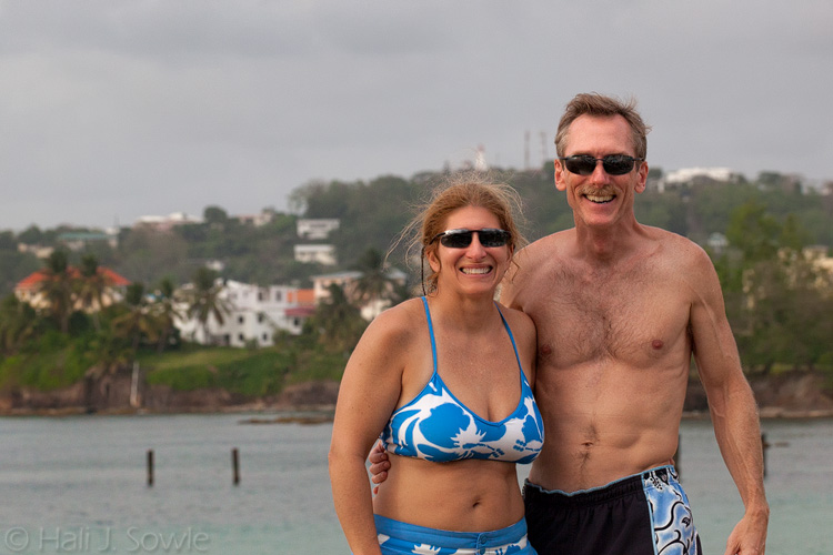 2012_03_29_SandalsLaToc-10351-Edit750.jpg - Standing on the wall over the beach enjoying the afternoon sun.