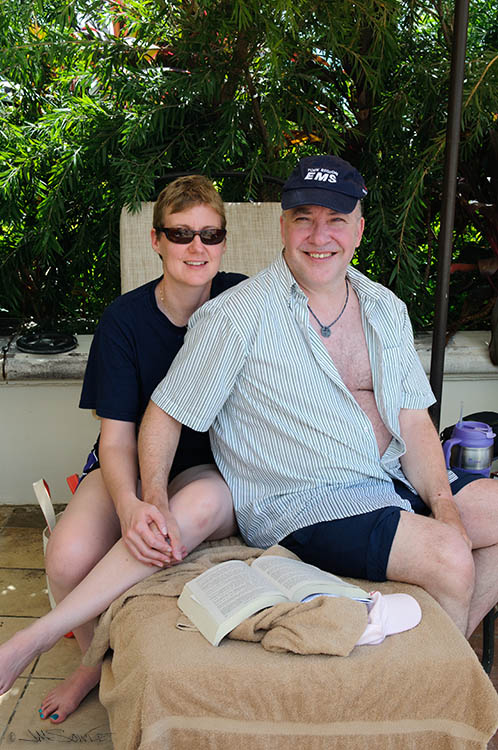 _MIK1189.jpg - This is a nice couple (from Canada) that we met pool-side at the Dutch area pool -- Christine & Dave.  The other two pool areas have music playing for most of the day, but the Dutch area pool has no music playing at all.  People that choose the Dutch pool do so because it's very peaceful!  :-)