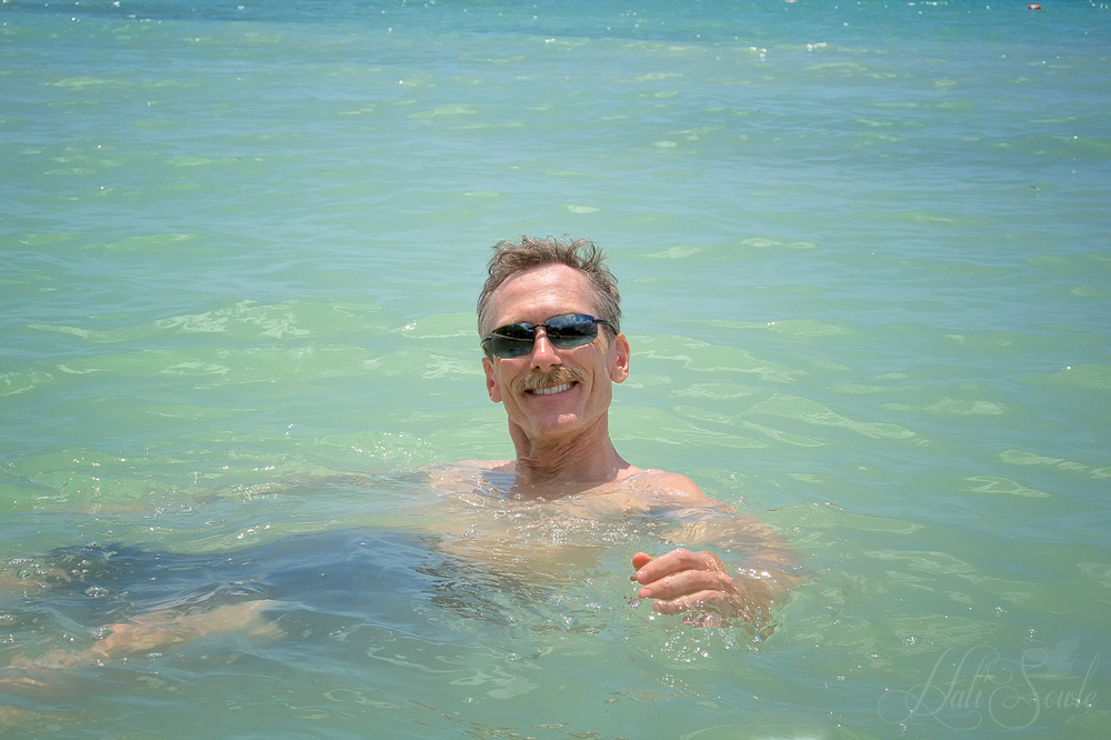 2014_09_SandalsWhitehouse-10119-Edit1000.jpg - Mike floating in the ocean.  We spent a lot of time just swimming and floating around in the ocean.
