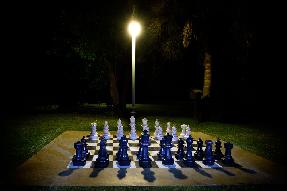 _DSC0336.jpg - The giant chess set at night.  We didn't play, but we thought it was a fun photo opportunity.