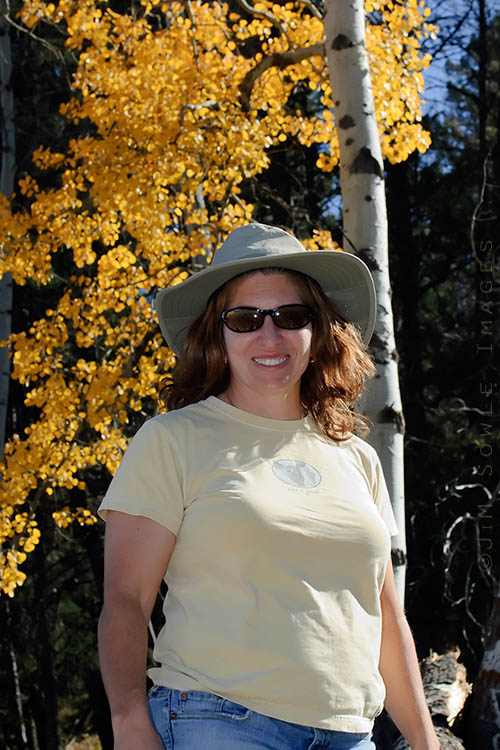 _JMS0429.jpg - Hali is actually standing on a downed Aspen log (surfer style) for this shot, somewhere between Norris and Canyon Village.