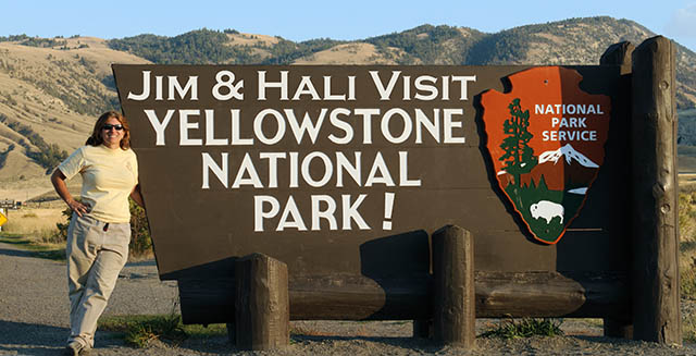 _JMS1406.jpg - Yellowstone National Park had been on our tick list for a long time.  This year we finally decided to get to it!  We spent about 9 days based out of the North entrance (Gardener, Montana), and then went down to Grand Teton National Park (Jackson, Wyoming) for another 3.  Wow -- what a trip!  There is just so much to see.  And the weather was unusually mild.  Lows in the colder areas were down in the 20's, but most daytime highs were in the 80's!  We saw so many amazing sights that we may have gotten carried away with the picture taking.  This site is a little larger than what we normally post.  We hope you enjoy the images.Happy trails! Mike & HaliPS: We had been thinking about getting a shot of this sign for days, but we finally shot shot it as we were leaving Gardener (Montana).  This is the North entrance of the park.