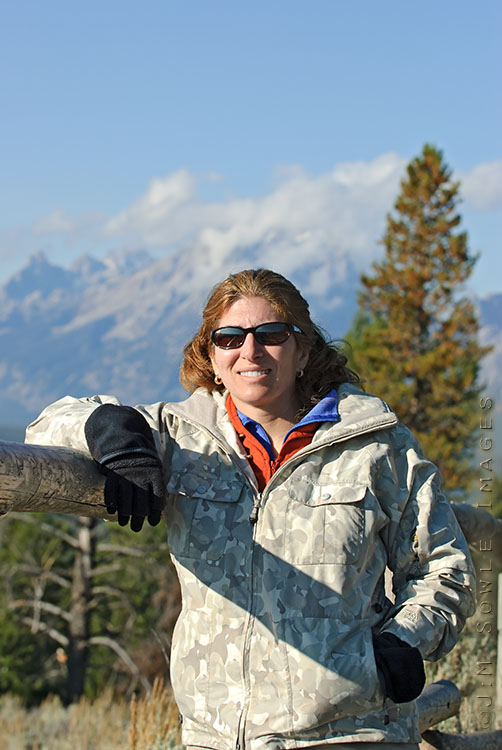 _JMS2018.jpg - This is a shot of Hali after our sunrise session at Oxbow Bend (in Moose, WY).  It was warming up already, but we were so cold from the early morning that we still had jackets on!  This is in the Grand Tetons NP, so that is, of course, the Teton Range behind Hali.  This was a beautiful morning with Elk bugling like crazy during the sunrise. Wonderful!
