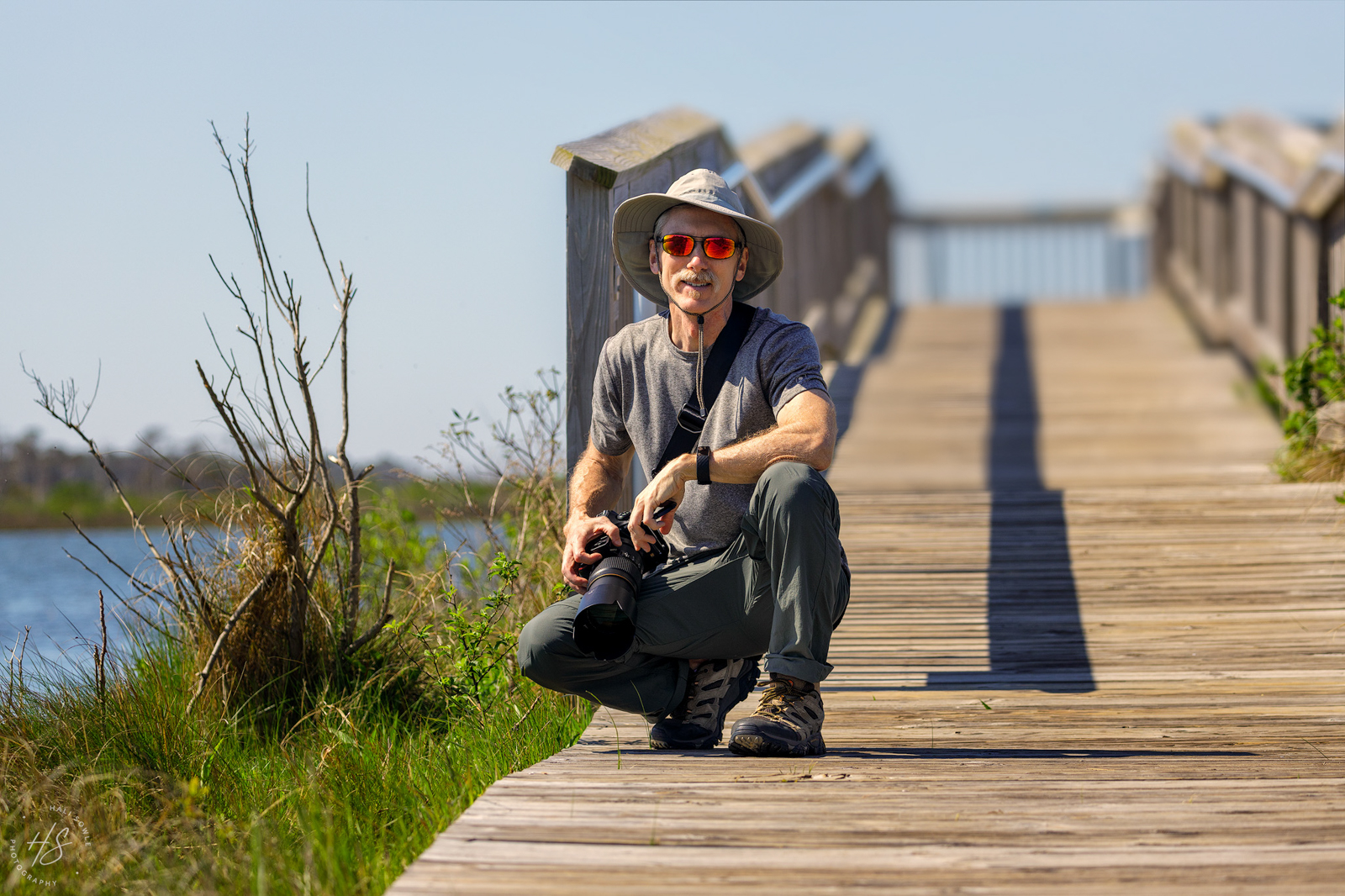 2021_05_Assateague-10730-Edit2048.jpg - My honey, on one of the boardwalks.  We had seen some horses at this spot before and so we visited it repeatedly.  No horses on this particular stop, but a chance to get a shot of my sweetie.