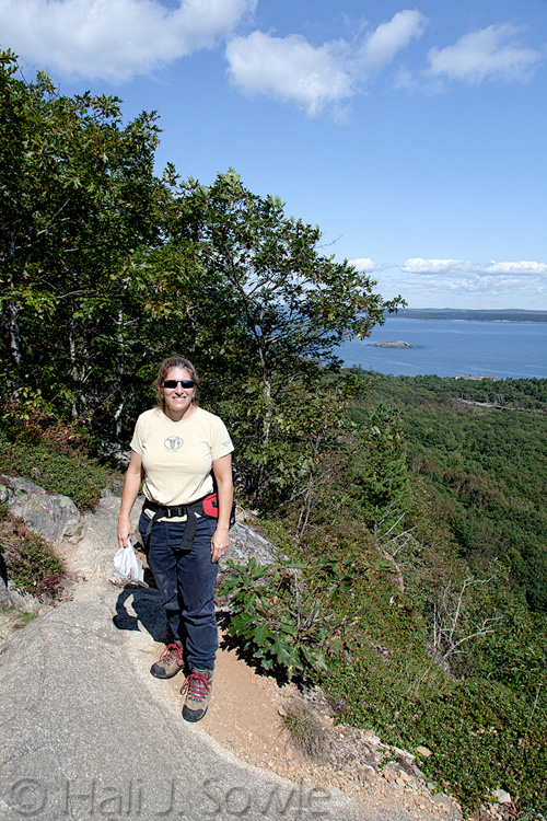 2011_09_21_AcadiaNP-10154-Edit750.jpg - Hali at short rest on Precipice Trail.