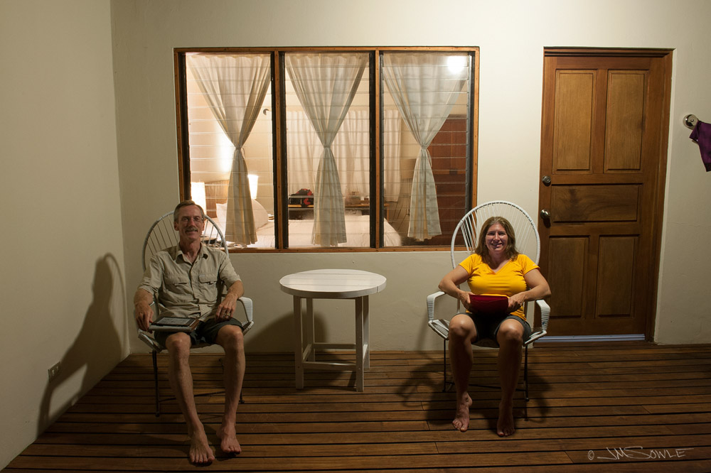 CostaRica2013_24.JPG - Our back porch was a great spot spot for a little after dinner reading and relaxing.