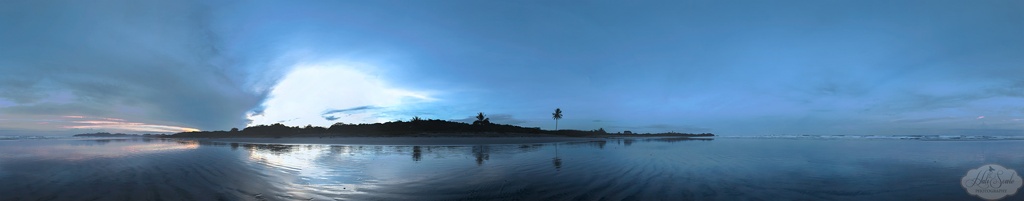 CostaRica2013_27a.jpg - 360 Panoramic of the beach at sunrise.  This was taken from the waters edge at low tide.